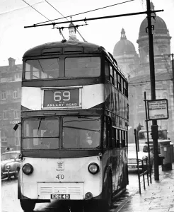 February 3, 1962 The last day that trolleybuses ran along Anlaby Road. No 69 trolleybus February 3, 1962 The last day that trolleybuses ran along Anlaby Road. No 69 trolleybus