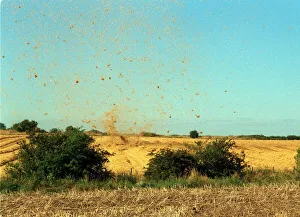 A field near Tranent hit by tornado August 1999 straw is scattered by wind A field near Tranent hit by tornado August 1999 straw is scattered by wind