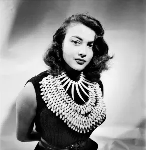 Film actress Tessa Prendergast a wearing a necklace. January 1953 D471 Film actress Tessa Prendergast a wearing a necklace. January 1953 D471