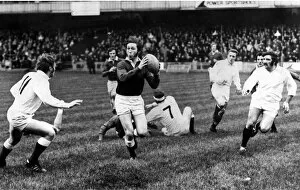 Images Dated 1st April 1972: A fine study of full back JPR Williams as he breaks away for Probables in the Welsh