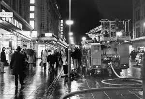 Firefighters deal with a blaze on Northumberland Street, Newcastle Firefighters deal with a blaze on Northumberland Street, Newcastle