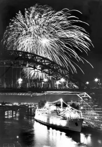 A fireworks spectacular on the River Tyne on Bonfire Night in November 1985 A fireworks spectacular on the River Tyne on Bonfire Night in November 1985