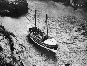 The Fishguard motor lifeboat on patrol in Pembrokeshire, south west Wales The Fishguard motor lifeboat on patrol in Pembrokeshire, south west Wales