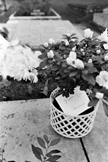 A floral tribute to Winston Churchill. Memorial service, at Bladon Church, Oxon A floral tribute to Winston Churchill. Memorial service, at Bladon Church, Oxon