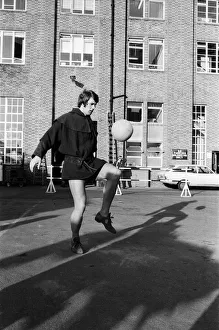 Football player Geoff Hurst of West Ham, wearing traditional football gear Football player Geoff Hurst of West Ham, wearing traditional football gear