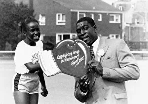 Images Dated 6th July 1989: Frank Bruno Boxing with an anti drug message attended Westminster primary schools sports