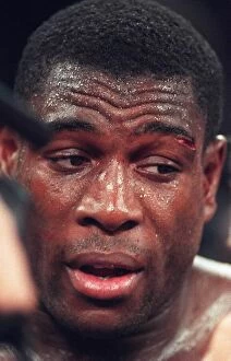 Images Dated 17th March 1996: Frank Bruno looks despondent after losing his WBC world title to Mike Tyson in Las Vegas