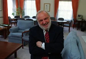 Frank Dobson MP sitting on chair with arms folded May 1997 Frank Dobson MP sitting on chair with arms folded May 1997
