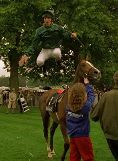 Frankie Dettori jockey flying dismount off Central Park at Royal Ascot celebrating after Frankie Dettori jockey flying dismount off Central Park at Royal Ascot celebrating after