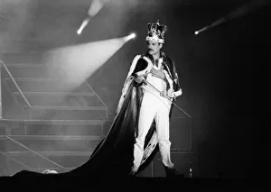 Freddie Mercury, lead singer of the rock group Queen in concert at St James Park in Freddie Mercury, lead singer of the rock group Queen in concert at St James Park in