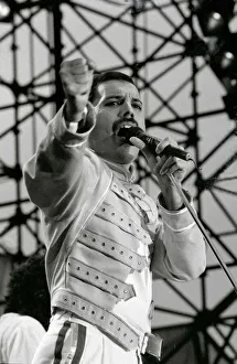 Freddie Mercury of the Rock Group The Queen in concert at St James Park in Newcastle Freddie Mercury of the Rock Group The Queen in concert at St James Park in Newcastle