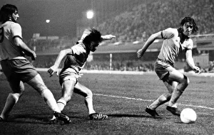 Gary Jones beats his man with Bob Latchford helping out Gary Jones beats his man with Bob Latchford helping out
