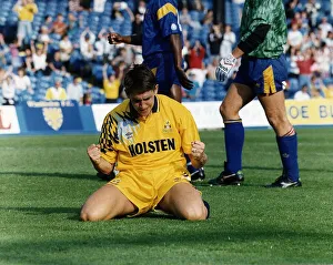 Gary Lineker of Tottenham Hotspur celebrates after scoring one of his four goals during Gary Lineker of Tottenham Hotspur celebrates after scoring one of his four goals during