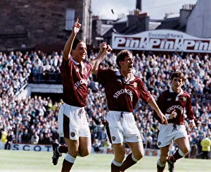 Gary Mackay salutes Allan Johnston after scoring goal Hearts FC football Gary Mackay salutes Allan Johnston after scoring goal Hearts FC football