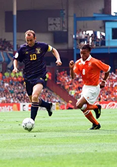 Gary Mcallister with the ball during the Scotland 0 v. Holland 0 game in the European Gary Mcallister with the ball during the Scotland 0 v. Holland 0 game in the European
