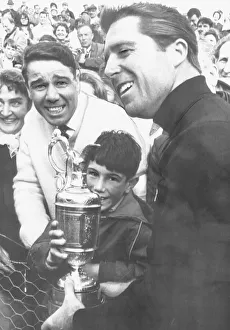 Gary Player golfer holding trophy British Open Golf Champion claret jug crowd Gary Player golfer holding trophy British Open Golf Champion claret jug crowd