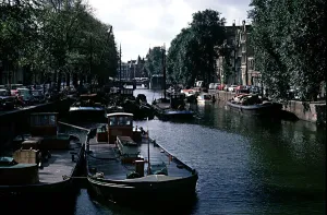 Gelderschekade from a bridge near Prins Hendrikkade central Amsderdam Holland Gelderschekade from a bridge near Prins Hendrikkade central Amsderdam Holland