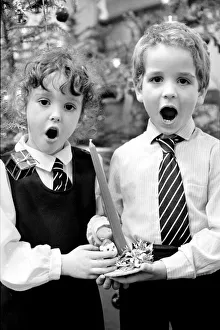 Gemma Glanvilles aged 5 and Jason Owen aged 5, during a Christmas carol concert at Gemma Glanvilles aged 5 and Jason Owen aged 5, during a Christmas carol concert at