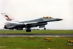 A General Dynamics F-16 Fighting Falcon fighter aircraft of the Belgium Air Force A General Dynamics F-16 Fighting Falcon fighter aircraft of the Belgium Air Force