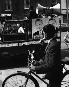 General Election 70 Enoch Powell canvassing from a Land Rover General Election 70 Enoch Powell canvassing from a Land Rover