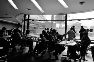 General scene of a restaurant in Rome, Italy, with diners seated at tables General scene of a restaurant in Rome, Italy, with diners seated at tables