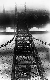 General view looking down on the Runcorn - Widnes transporter bridge across the River General view looking down on the Runcorn - Widnes transporter bridge across the River