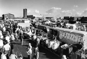 General view of Speke market in progress. September 1986 General view of Speke market in progress. September 1986