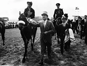 Geoff Lewis jockey on Mill Reef led by Paul Mellon owner after winning The Derby at Epsom Geoff Lewis jockey on Mill Reef led by Paul Mellon owner after winning The Derby at Epsom