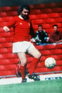 George Best playing in the Sir Matt Busby testimonial match at Old Trafford 1991 George Best playing in the Sir Matt Busby testimonial match at Old Trafford 1991