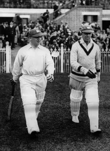 George Duckworth and Bob Wyatt going out to bat for England. Circa 1930 George Duckworth and Bob Wyatt going out to bat for England. Circa 1930