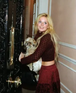Geri Halliwell arrives November1999 at the house of Chris Evans with her dog Harry Geri Halliwell arrives November1999 at the house of Chris Evans with her dog Harry