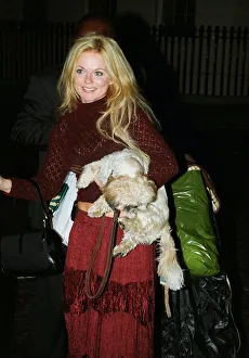 Geri Halliwell singer November 1999 with her dog Harry arrives at the house of Geri Halliwell singer November 1999 with her dog Harry arrives at the house of