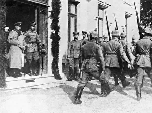 The German Crown Prince Wilhelm seen here reviewing soldiers of the 5th Army at his The German Crown Prince Wilhelm seen here reviewing soldiers of the 5th Army at his