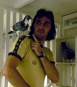 Gerry Francis QPR and England footballer seen here with his racing pigeons. October 1976 Gerry Francis QPR and England footballer seen here with his racing pigeons. October 1976