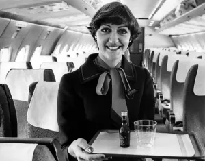 Gill Stokoe, 30, senior stewardess onboard a British Airways Trident airliner at Gill Stokoe, 30, senior stewardess onboard a British Airways Trident airliner at