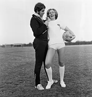 Images Dated 11th February 1973: Girls from Anne Scott Model Agency play football against a team from Sweetheart Plastics