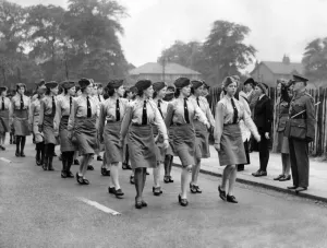 Girls of the Womens Air Training Corps attend a church parade at Christ Church in Girls of the Womens Air Training Corps attend a church parade at Christ Church in