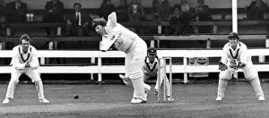 Glamorgan County Cricketer Roger Davis on the defensive against Dye during his short stay Glamorgan County Cricketer Roger Davis on the defensive against Dye during his short stay