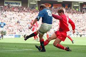Glasgow Rangers footballer Paul Gascoigne scoring one of his three goals in Rangers win Glasgow Rangers footballer Paul Gascoigne scoring one of his three goals in Rangers win
