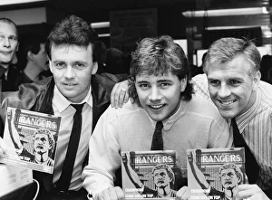 Glasgow Rangers stars Graham Roberts, Dave Cooper and Ally McCoist promoting their record Glasgow Rangers stars Graham Roberts, Dave Cooper and Ally McCoist promoting their record