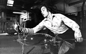 Images Dated 1st February 1980: A glass blower at Hartley Wood in Sunderland making stained glass lighting for