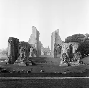 Glastonbury Abbey in Somerset, old ruined building. 22nd September 1966 Glastonbury Abbey in Somerset, old ruined building. 22nd September 1966