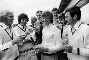 Glenn Turner (NZ) celebrates with champagne his 1,000 runs before the end of May Glenn Turner (NZ) celebrates with champagne his 1,000 runs before the end of May