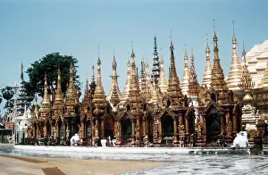 The Golden Pagodas near Shwe Dagon Pagoda Rangoon Burma The Golden Pagodas near Shwe Dagon Pagoda Rangoon Burma