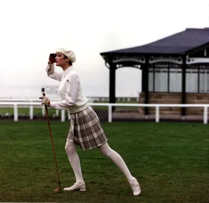 Golf Fashion cream hat waistcoat white blouse tartn mini kilt Golf Fashion cream hat waistcoat white blouse tartn mini kilt