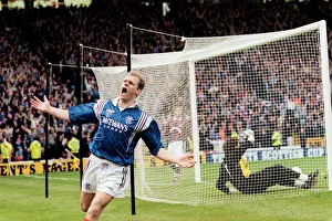 Gordon Durie Rangers football player celebrates after scoring goal. 18th May 1996 Gordon Durie Rangers football player celebrates after scoring goal. 18th May 1996