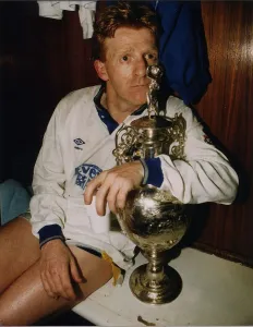 Gordon Strachan of Leeds United with The League Champion Trophy May 1992 Gordon Strachan of Leeds United with The League Champion Trophy May 1992