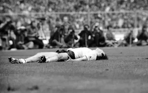 Graham Roberts lying flat out on the ground. FA Cup Final replay 1981 Graham Roberts lying flat out on the ground. FA Cup Final replay 1981