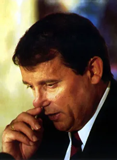 Graham Taylor June 1993 England Football Manager at post match news press Graham Taylor June 1993 England Football Manager at post match news press
