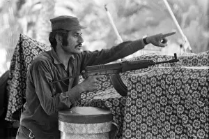 A Greek Cypriot soldier directing the operations inside the Ledra Palace Hotel A Greek Cypriot soldier directing the operations inside the Ledra Palace Hotel
